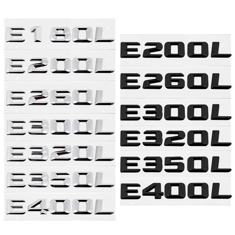 Metal ABS Car Tail Letter Number Emblem Decal for Mercedes Benz E180L E200L E260L E320L E350L E400L Auto Rear Trunk Badge Decal
Metal ABS Car Tail Letter Number Emblem Decal for Mercedes Benz E180L E200L E260L E320L E350L E400L Auto Rear Trunk Badge Decal
