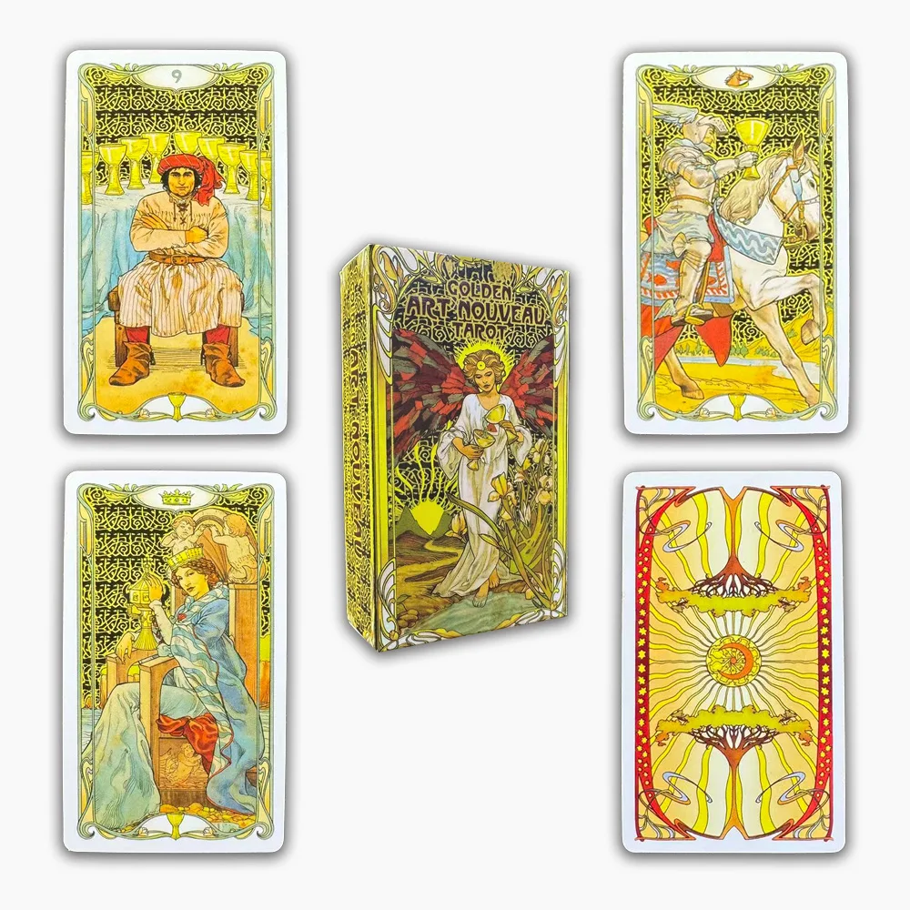Golden Art Nouveau Tarot Cards Pocket Size Fate Divination Board Game Oracle Cards Mysterious Witchcraft Divination Prop
Golden Art Nouveau Tarot Cards Pocket Size Fate Divination Board Game Oracle Cards Mysterious Witchcraft Divination Prop