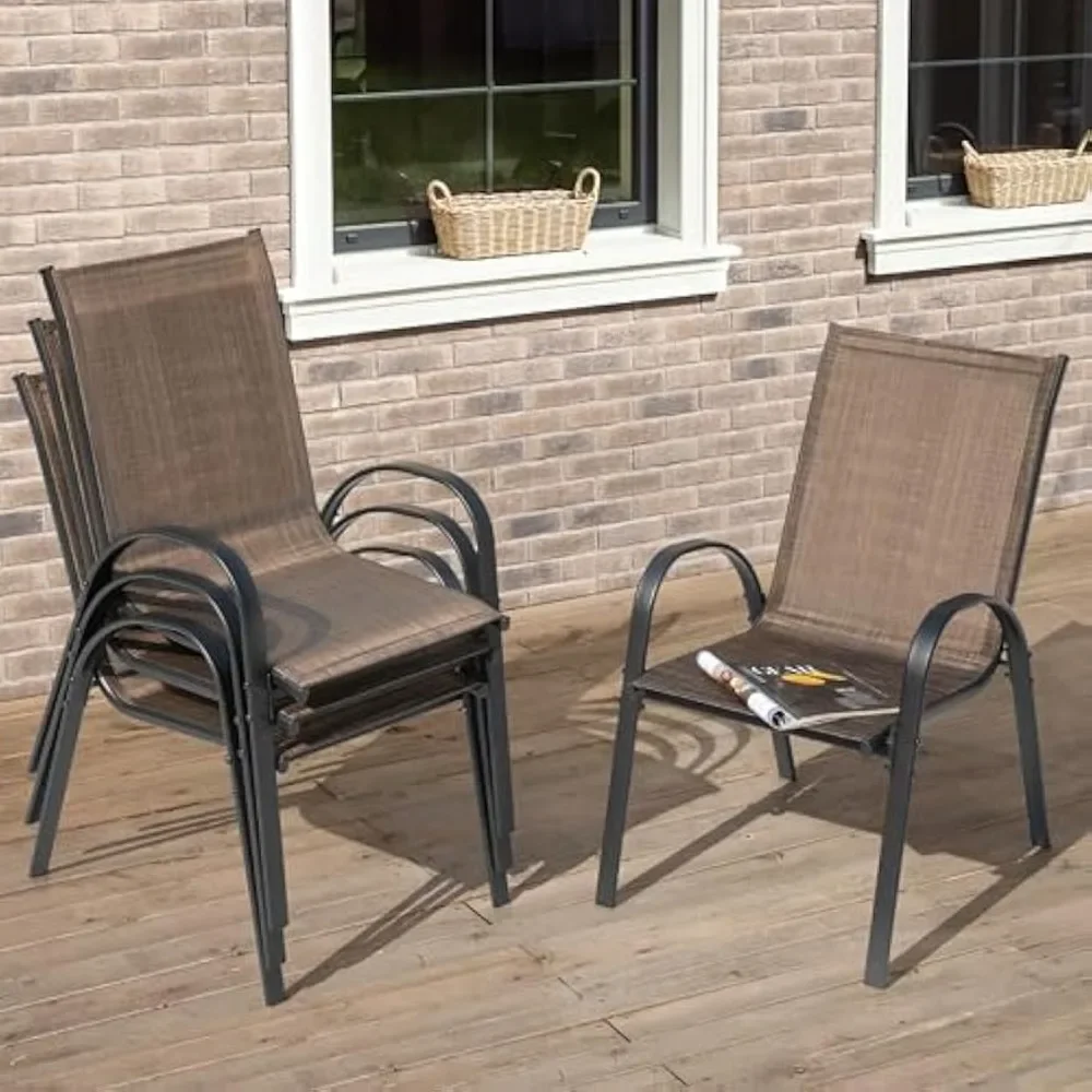 Patio Dining Chairs Set of 4, Outdoor Stackable High Back Dining Chairs, Metal Frame Breathable Garden Outdoor Chairs
Patio Dining Chairs Set of 4, Outdoor Stackable High Back Dining Chairs, Metal Frame Breathable Garden Outdoor Chairs