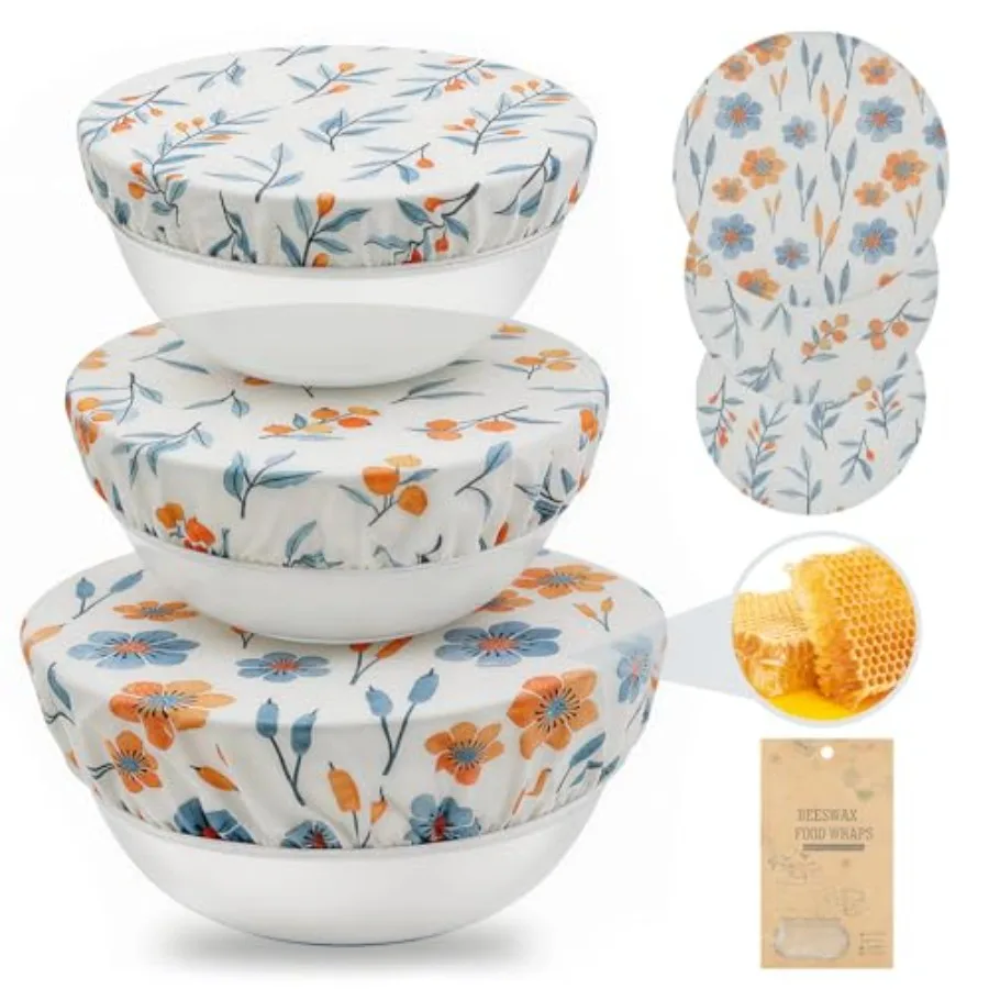 Reusable Beeswax Bowl Covers-3 PCS Elastic Cotton Sourdough Wraps-8''/10''/12'' Shower Caps for Bread Proofing and Food Storage
Reusable Beeswax Bowl Covers-3 PCS Elastic Cotton Sourdough Wraps-8''/10''/12'' Shower Caps for Bread Proofing and Food Storage