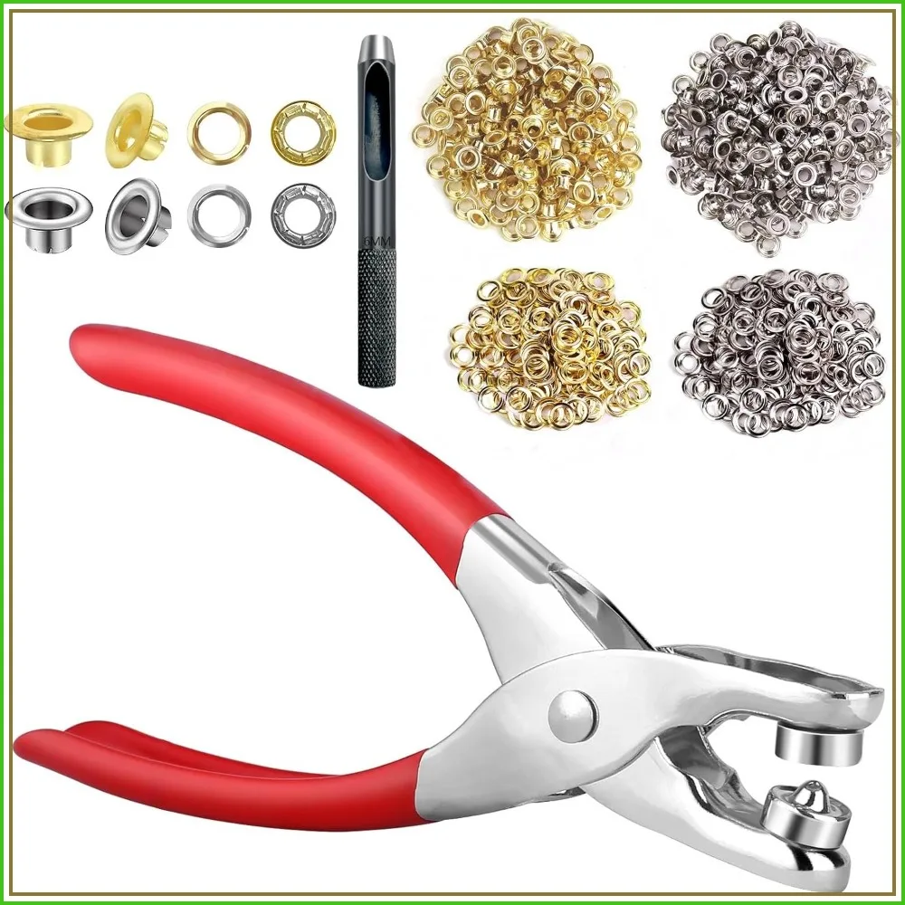 1203PCS Grommet Eyelet Pliers Tool Kit, 1/4 Inch Hole Punch for Fabric Leather Belt Shoes Clothes
1203PCS Grommet Eyelet Pliers Tool Kit, 1/4 Inch Hole Punch for Fabric Leather Belt Shoes Clothes