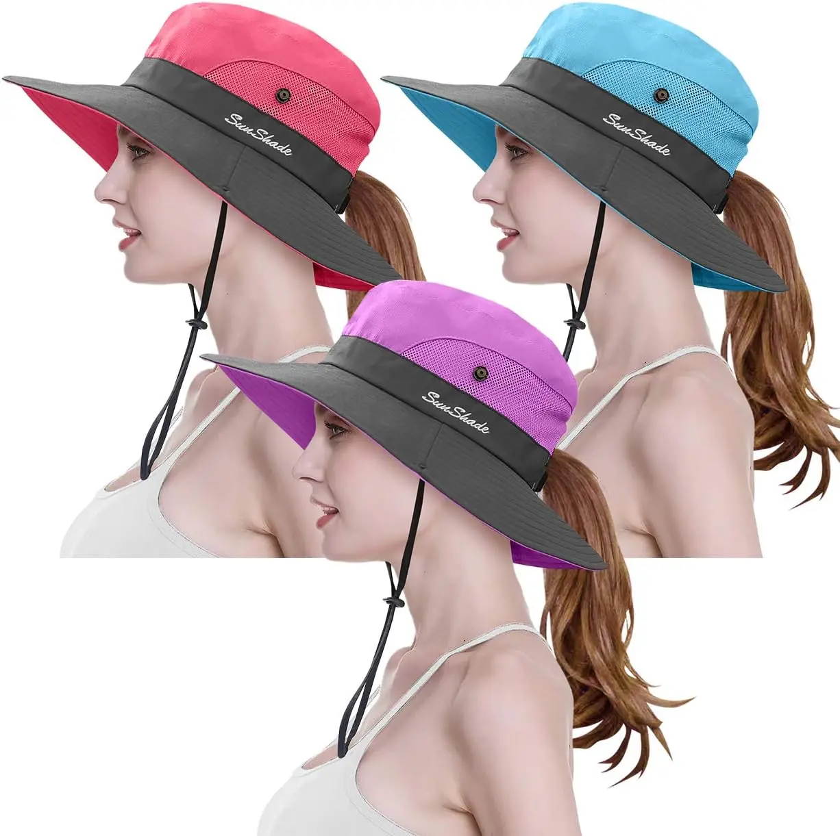 3 Pack Women's Wide Brim Sun Hat with Ponytail Hole, UV Protection, Packable for Beach Fishing Hiking
3 Pack Women's Wide Brim Sun Hat with Ponytail Hole, UV Protection, Packable for Beach Fishing Hiking