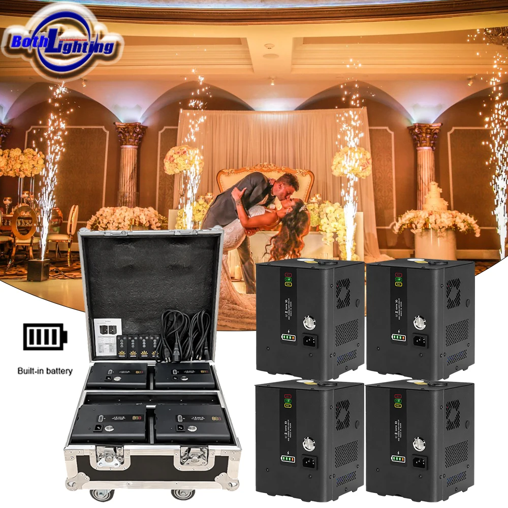 USA&EU 350w Mini Cold Sparkler Machine 4pcs Case Battery Powered Remote Firework Fountain Wedding DJ Special Effect Wedding