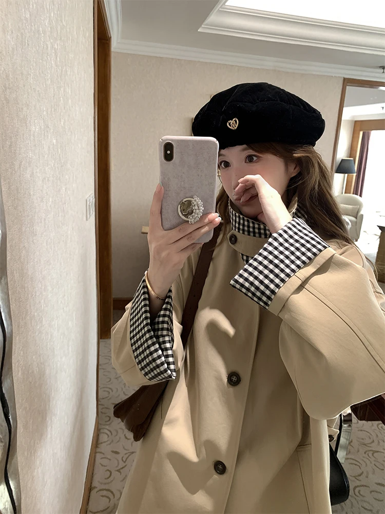 Женское пальто из хлопковой смеси с воротником-стойкой и узором тартан, двустороннее, свободного кроя, универсальное, средней длины, с длинными рукавами, весна-осень
Женское пальто из хлопковой смеси с воротником-стойкой и узором тартан, двустороннее, свободного кроя, универсальное, средней длины, с длинными рукавами, весна-осень