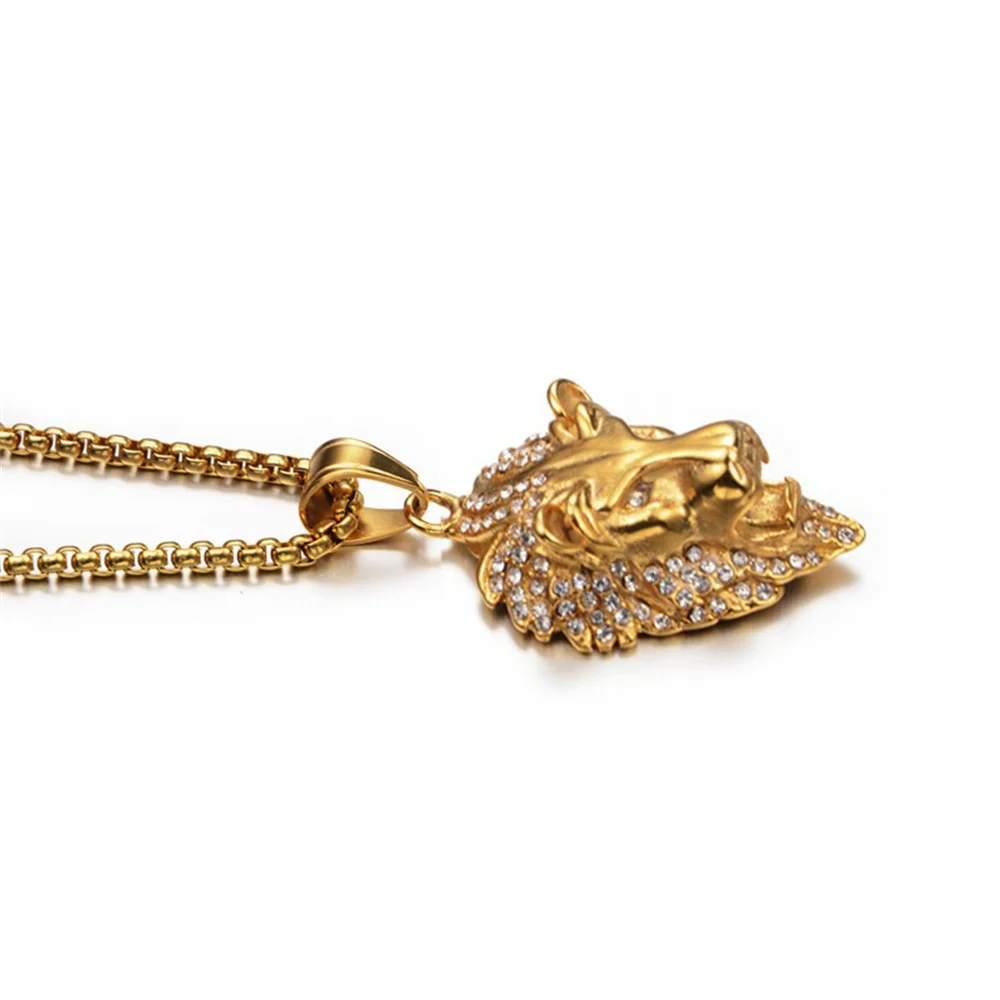 Hip Hop Iced Out Bling Lion Head Pendant Male Gold Color Stainless Steel Animal King Necklace For Men Cool Fashion Jewelry Gift
Hip Hop Iced Out Bling Lion Head Pendant Male Gold Color Stainless Steel Animal King Necklace For Men Cool Fashion Jewelry Gift
