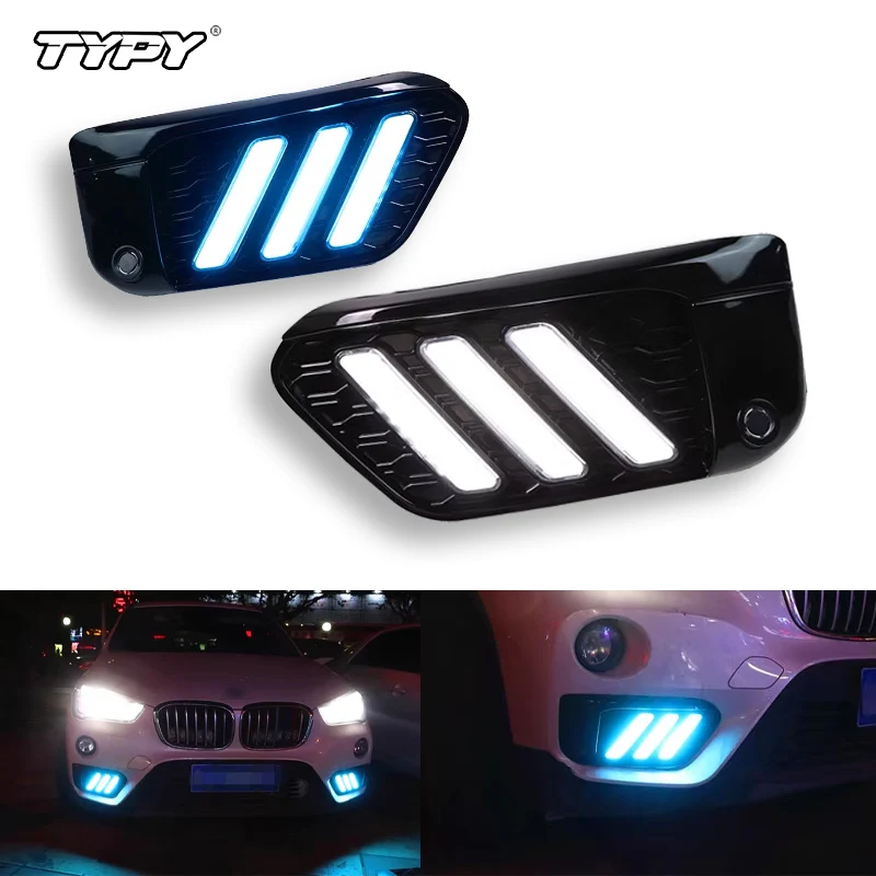 TYPY Новые светодиодные дневные ходовые огни DRL для BMW X1 F48 F49 2016-2019 с желтым указателем поворота и синим ночником, 2 шт.
TYPY Новые светодиодные дневные ходовые огни DRL для BMW X1 F48 F49 2016-2019 с желтым указателем поворота и синим ночником, 2 шт.