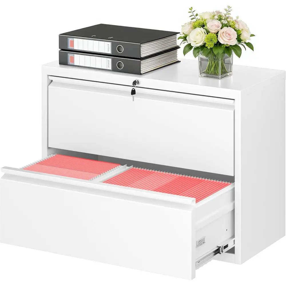 Lateral Filing Cabinet with Lock, Metal, Suitable for Home Office - Holds Letter/Legal/A4 Files, White
Lateral Filing Cabinet with Lock, Metal, Suitable for Home Office - Holds Letter/Legal/A4 Files, White