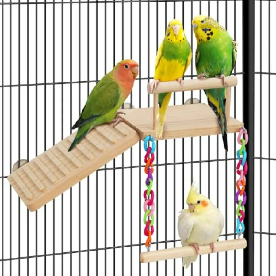Bird Perches Platform Swing with Climbing Ladder Birds Toys Cage Accessories for Cockatiels, Lovebirds, Pacific Parrotlets, Chi
Bird Perches Platform Swing with Climbing Ladder Birds Toys Cage Accessories for Cockatiels, Lovebirds, Pacific Parrotlets, Chi