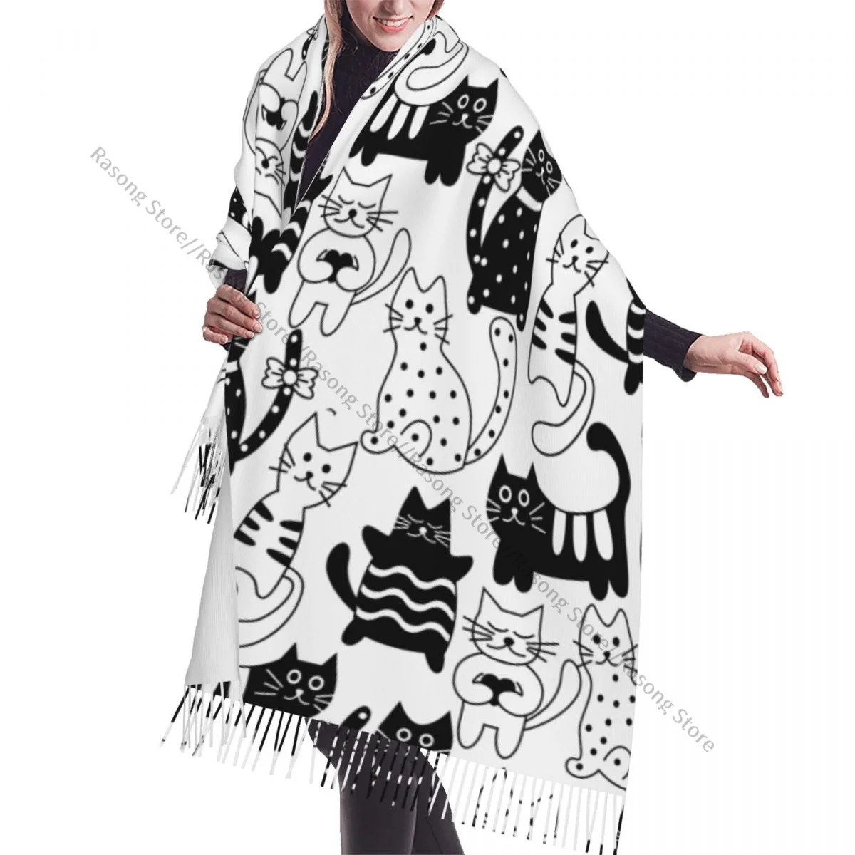 Шарф с мультяшными кошками и сердечками, зимние длинные шарфы с большими кисточками, мягкая пашмина с запахом
Шарф с мультяшными кошками и сердечками, зимние длинные шарфы с большими кисточками, мягкая пашмина с запахом