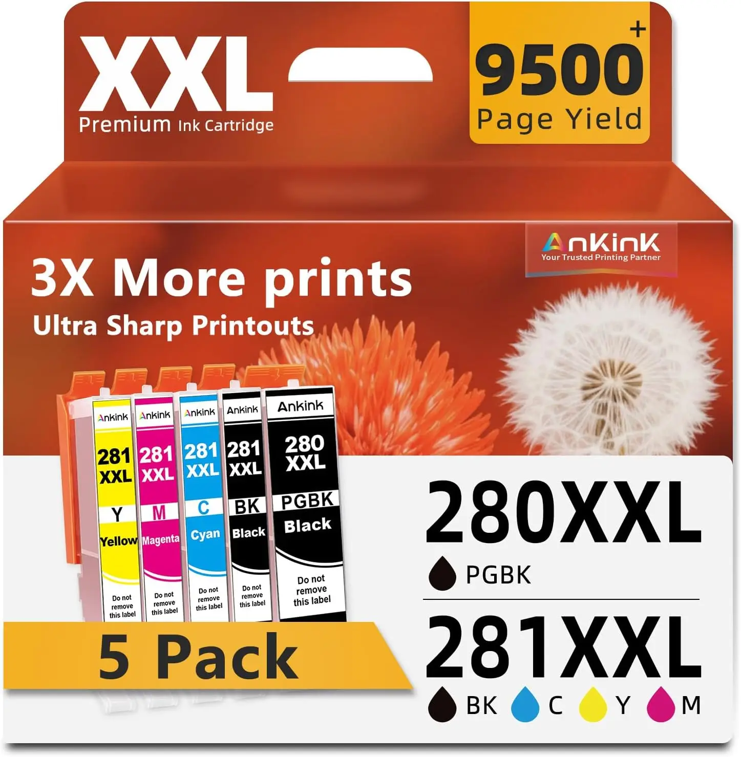 5-Pack 280XXL 281XXL Ink Cartridges for Canon Printers (TR8620, TS9520, More)
5-Pack 280XXL 281XXL Ink Cartridges for Canon Printers (TR8620, TS9520, More)