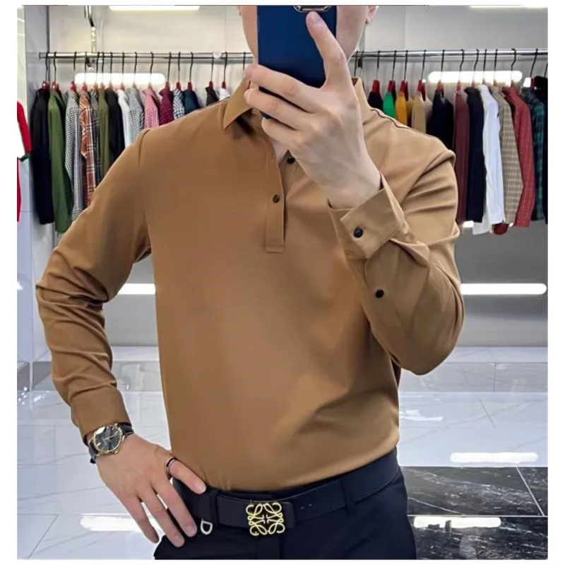 Men POLO T-Shirt Spring Autumn Business Dress Shirt For Men Thicken Long Sleeved T-shirt Trend Versatile Solid Shirt Top B0081
Men POLO T-Shirt Spring Autumn Business Dress Shirt For Men Thicken Long Sleeved T-shirt Trend Versatile Solid Shirt Top B0081