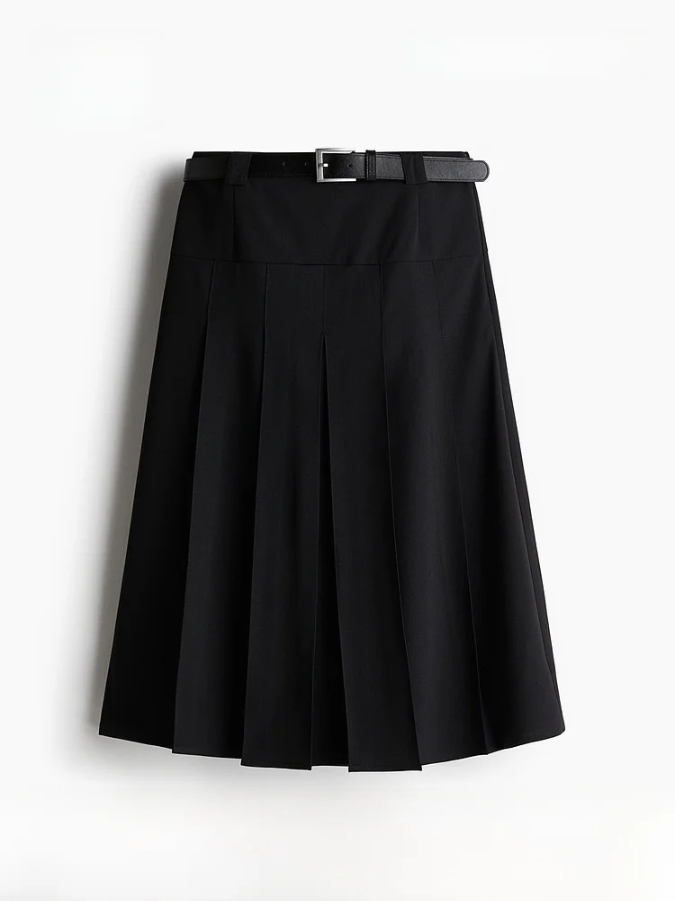 H&M Women's Midi A-Line Skirt with Belt Elegant College Style Half-length Polyester Fiber Standard Fit Spring 2025
H&M Women's Midi A-Line Skirt with Belt Elegant College Style Half-length Polyester Fiber Standard Fit Spring 2025