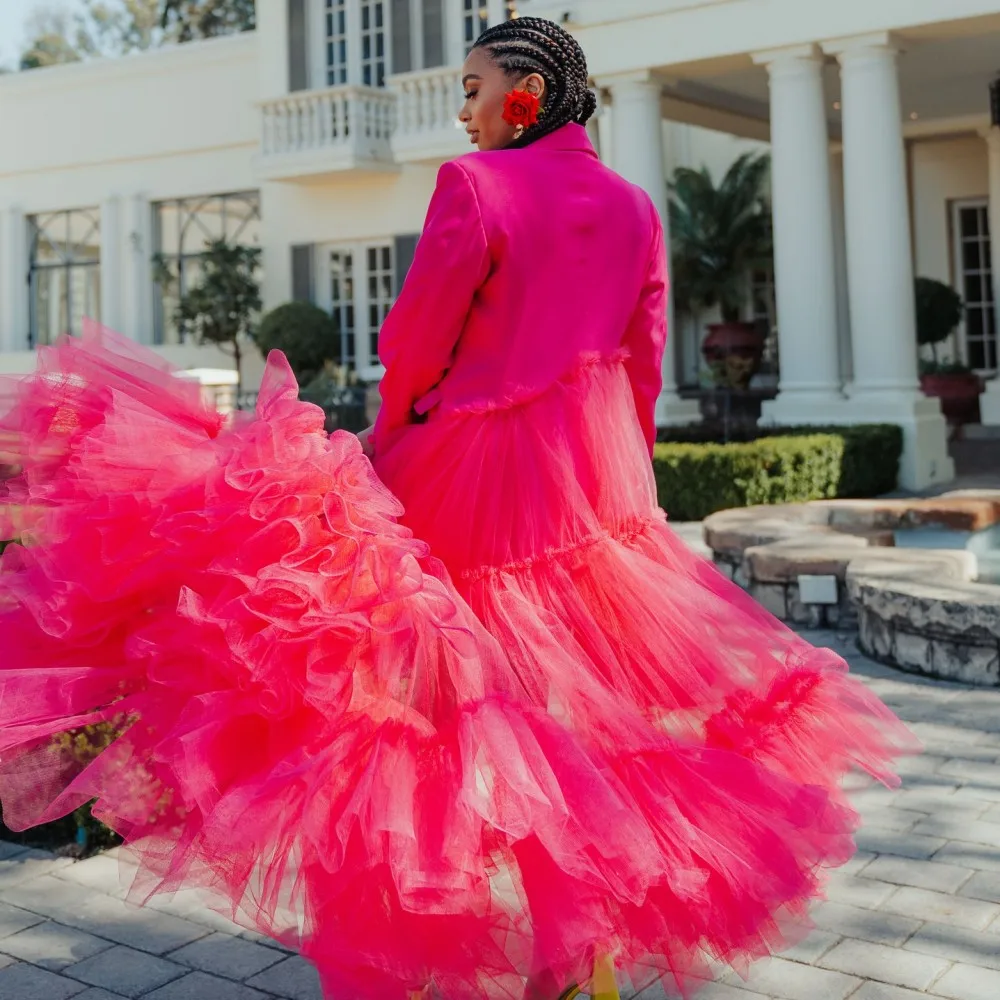 Fuchsia Chic Tulle Evening Outfit V Neck Long Sleeves Girls Birthday Dress Tiered Bottom Party Gowns Chiristmas Gowns
Fuchsia Chic Tulle Evening Outfit V Neck Long Sleeves Girls Birthday Dress Tiered Bottom Party Gowns Chiristmas Gowns