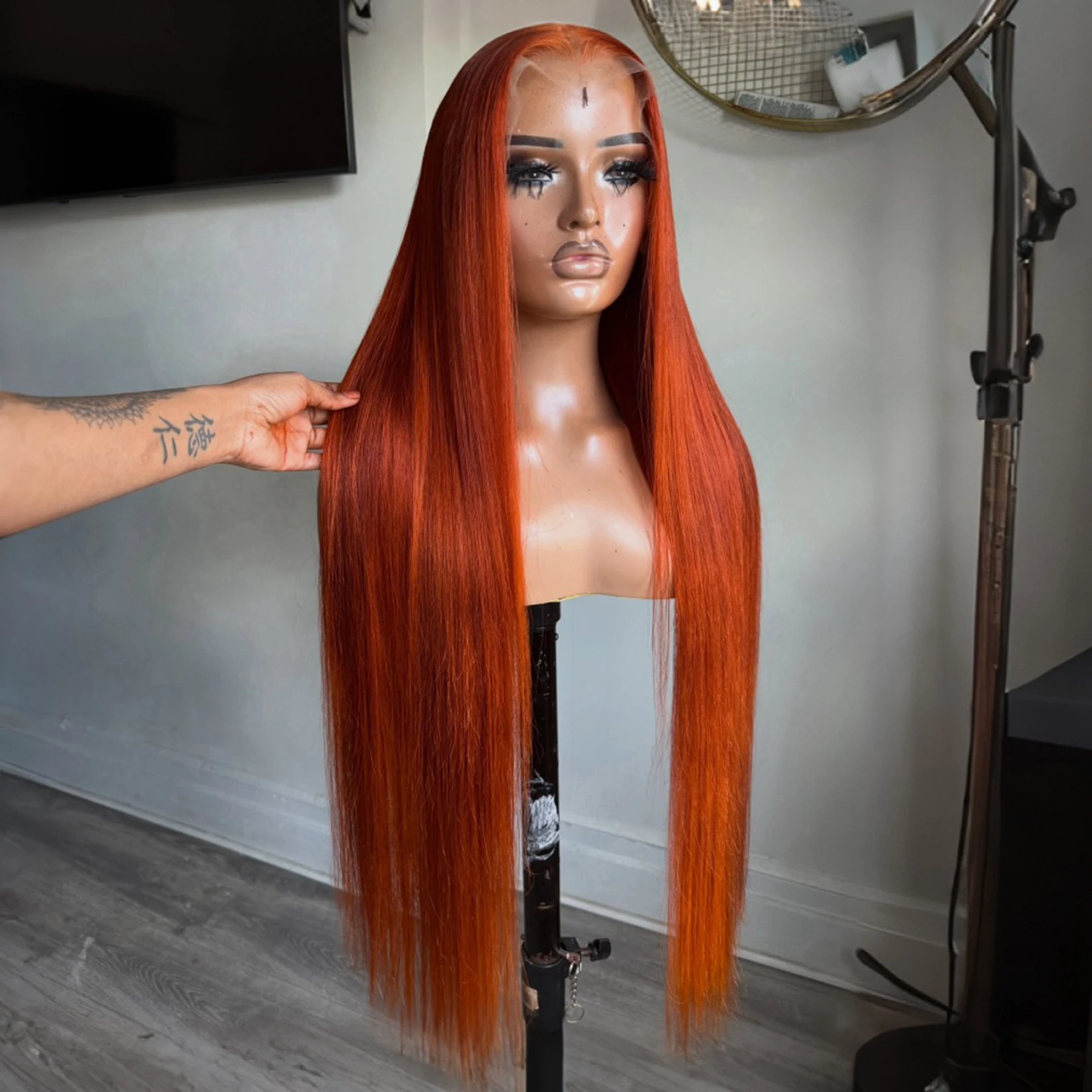 13X4X1 Lace Front Wig Synthetic Orange Ginger Color Silky Straight Prepluck Baby Hair Daily Party Glueless Heat Resistant Fiber
13X4X1 Lace Front Wig Synthetic Orange Ginger Color Silky Straight Prepluck Baby Hair Daily Party Glueless Heat Resistant Fiber