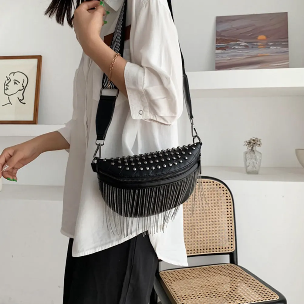 Women Rivet Tassel Crossbody Bag Waist Pouch Lightweight Large Capacity for Women Students Outdoor Shopping Travel Daily
Women Rivet Tassel Crossbody Bag Waist Pouch Lightweight Large Capacity for Women Students Outdoor Shopping Travel Daily