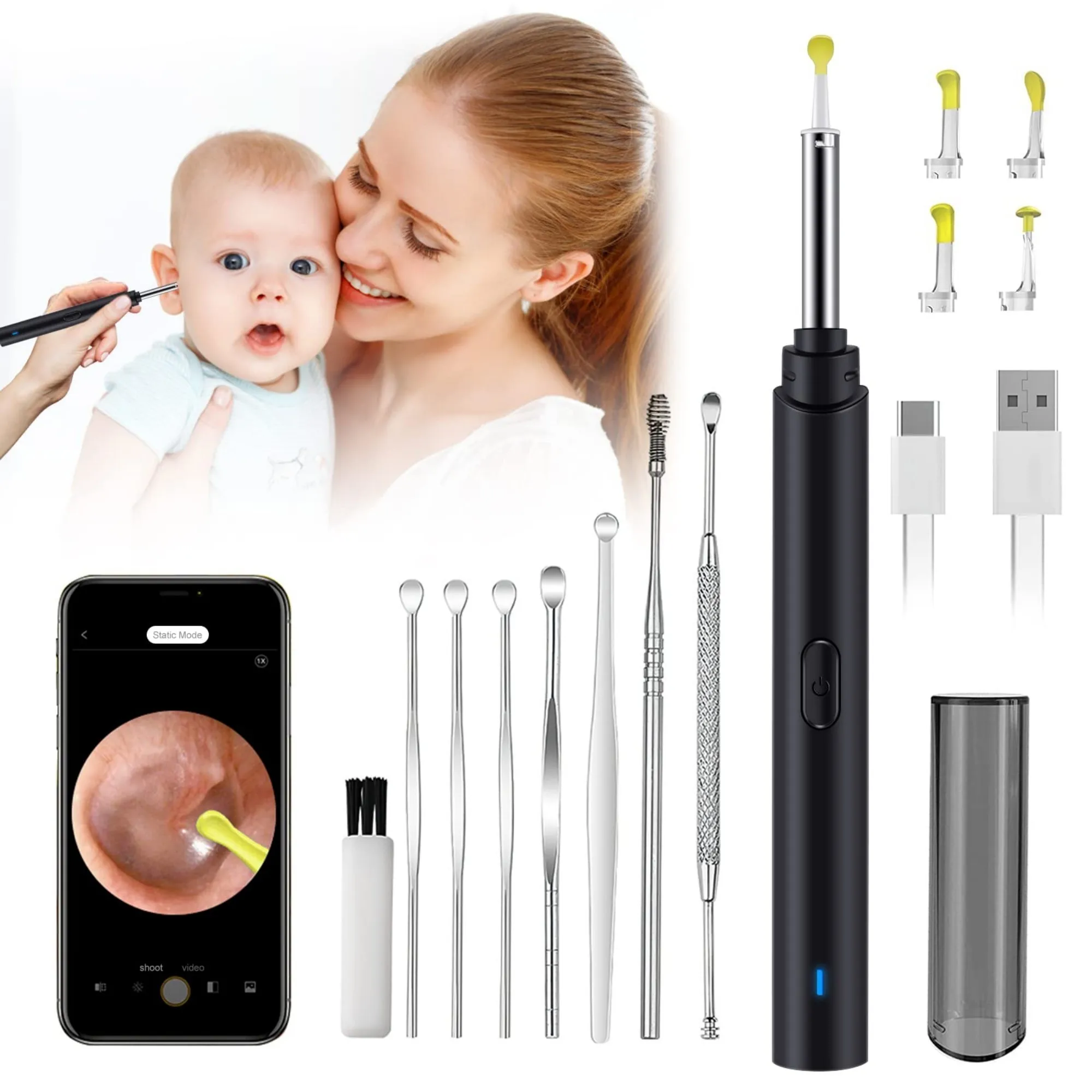 Ear Wax Remover – Visual Ear Cleaner with 1296P Otoscope Camera, Safe for Kids & Adults, Family Must-Have –Smart Ear Wax Cleaner
Ear Wax Remover – Visual Ear Cleaner with 1296P Otoscope Camera, Safe for Kids & Adults, Family Must-Have –Smart Ear Wax Cleaner