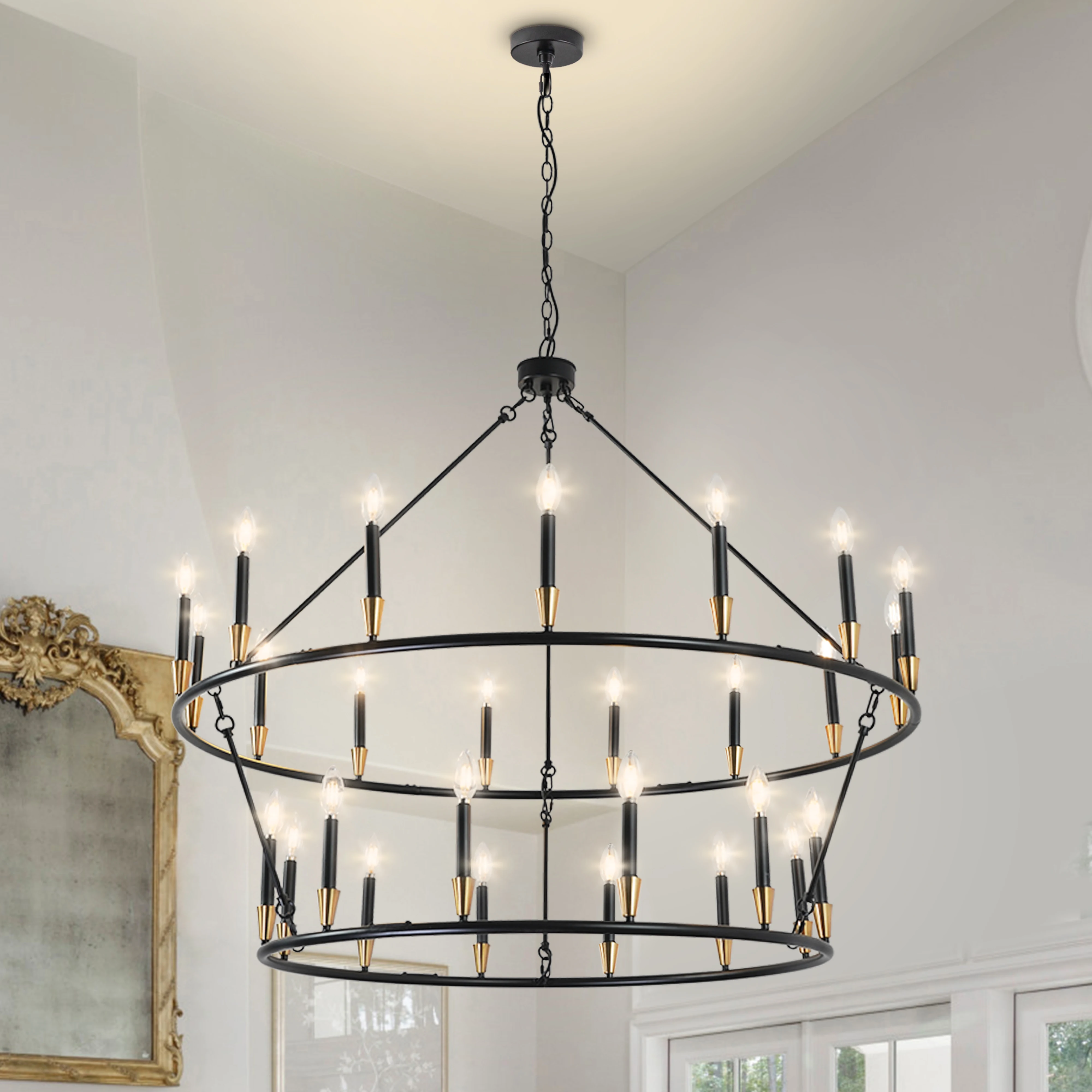 Dimmable Wagon Wheel Chandelier Large Farmhouse Rustic Candle Style Chandelier Retro Circular Living Room Light For High Ceiling
Dimmable Wagon Wheel Chandelier Large Farmhouse Rustic Candle Style Chandelier Retro Circular Living Room Light For High Ceiling