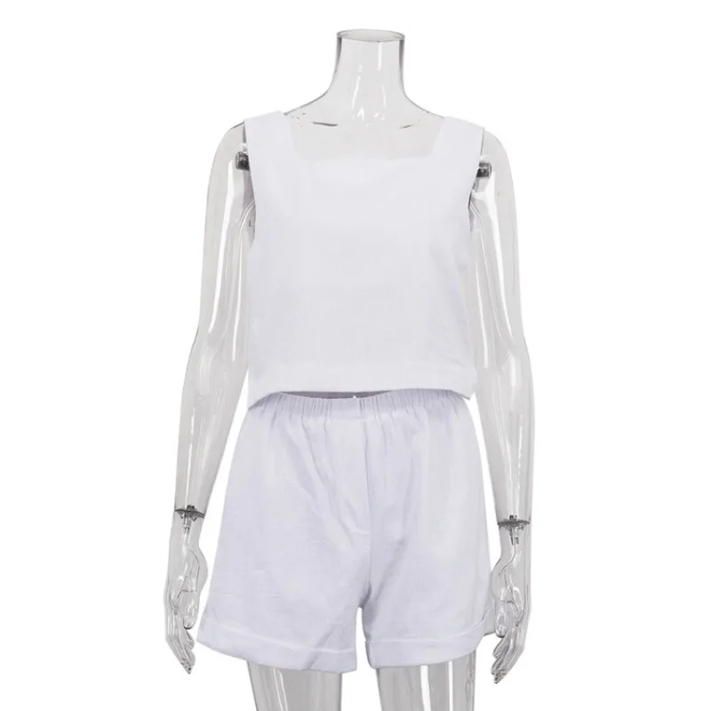 Square Neck Sleeveless Vest Top Elastic Waist Shorts Two-piece Set Loose Casual Fashion Women's Suit
Square Neck Sleeveless Vest Top Elastic Waist Shorts Two-piece Set Loose Casual Fashion Women's Suit