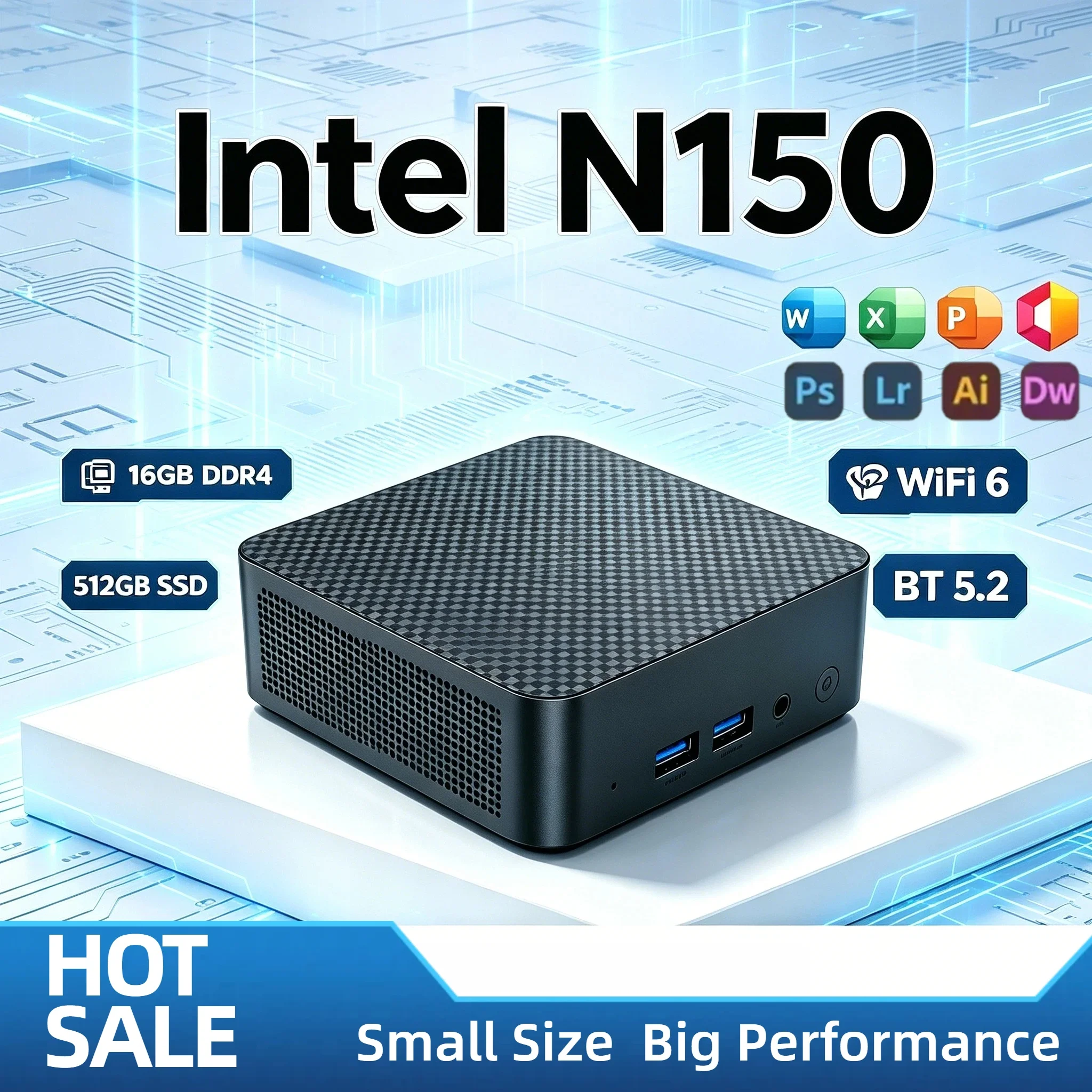 Intel Core N150 512GB 16GB DDR4 M2 NVMe SSD Triple 4K Display WiFi6 BT52 Silent Cooling Mini PC Home Office Desktop 2026
Intel Core N150 512GB 16GB DDR4 M2 NVMe SSD Triple 4K Display WiFi6 BT52 Silent Cooling Mini PC Home Office Desktop 2026