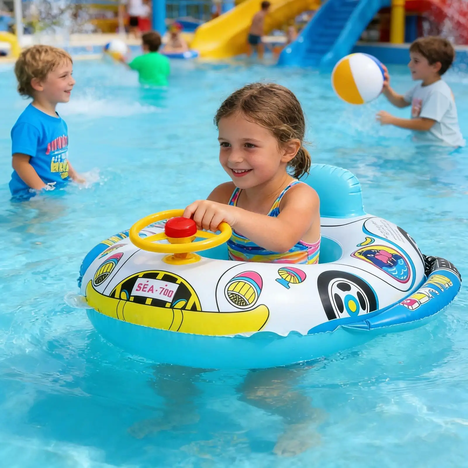 Kids Pool Float Waterproof Swimming Ring Floats With Steering Wheel Floating Pool Toys For Garden Beach Shower Bathroom Kids
Kids Pool Float Waterproof Swimming Ring Floats With Steering Wheel Floating Pool Toys For Garden Beach Shower Bathroom Kids