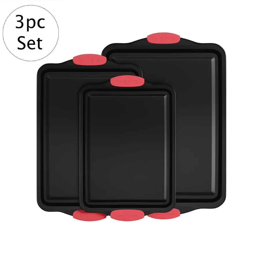 Versatile 3-Piece Nonstick Baking Pans Set with H-Resistant Silicone Handles for Easy Handling and Perfect Baking Results
Versatile 3-Piece Nonstick Baking Pans Set with H-Resistant Silicone Handles for Easy Handling and Perfect Baking Results