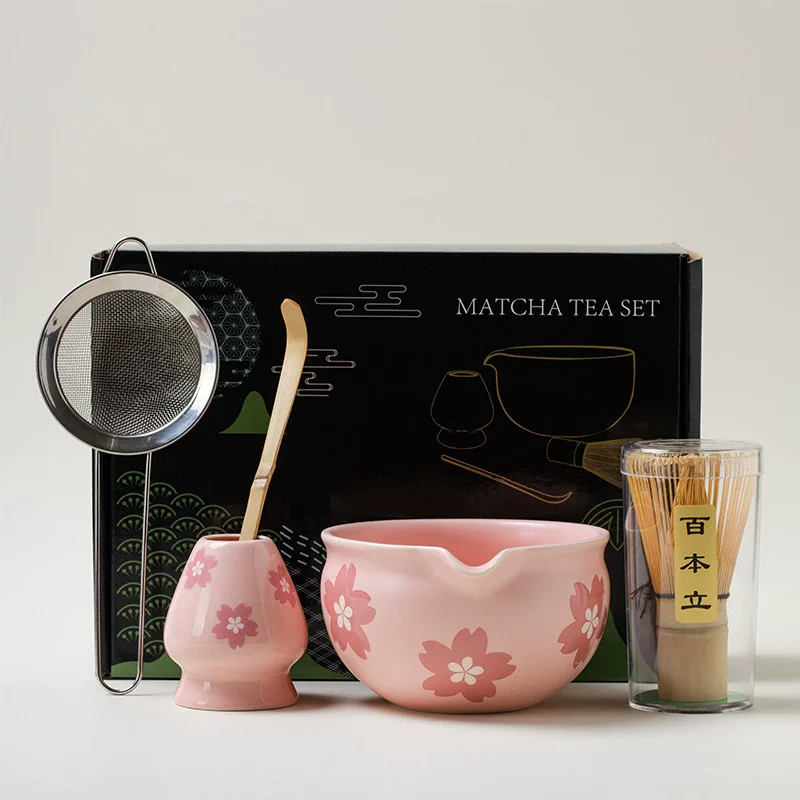 5PCS Flowers Pink Ceramic Bowl Matcha Tea Set Gift Box Safe Bamboo Brush Teaspoon Whisk Holder Matcha DIY-Making Tools
5PCS Flowers Pink Ceramic Bowl Matcha Tea Set Gift Box Safe Bamboo Brush Teaspoon Whisk Holder Matcha DIY-Making Tools 