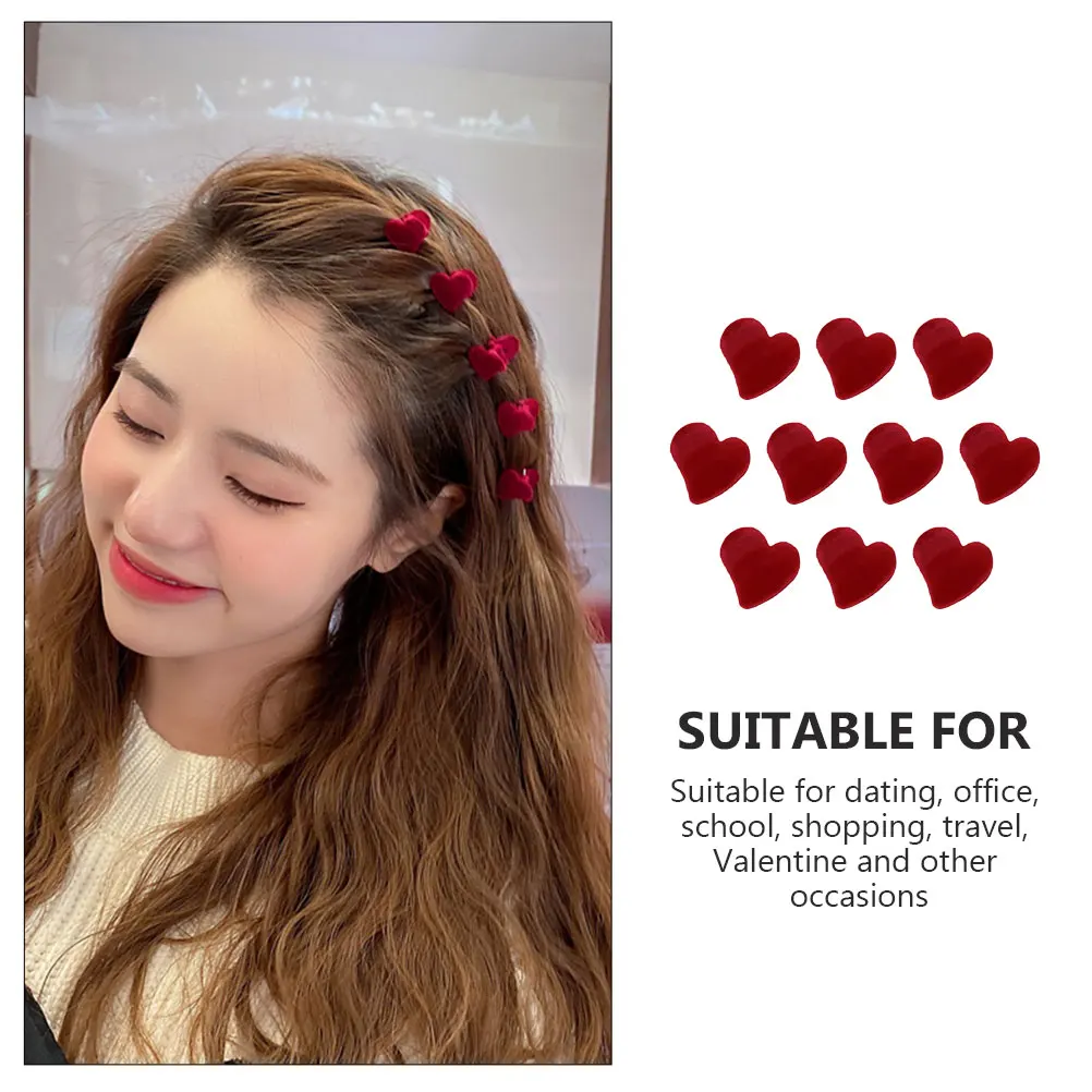 10pcs Heart-shaped Hair Clips Flocking Claw Clips Card for Women Red Small Size Durable Material Versatile Use
10pcs Heart-shaped Hair Clips Flocking Claw Clips Card for Women Red Small Size Durable Material Versatile Use