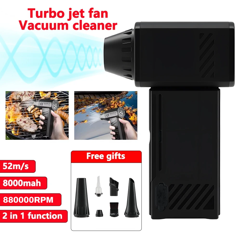 Violent Fan 880000 об/мин Мощный воздуходувка Вакуумный пылесос Тип-C Зарядка Сильный ветер 52 м/с Бесщеточный турбоструйный инструмент
Violent Fan 880000 об/мин Мощный воздуходувка Вакуумный пылесос Тип-C Зарядка Сильный ветер 52 м/с Бесщеточный турбоструйный инструмент