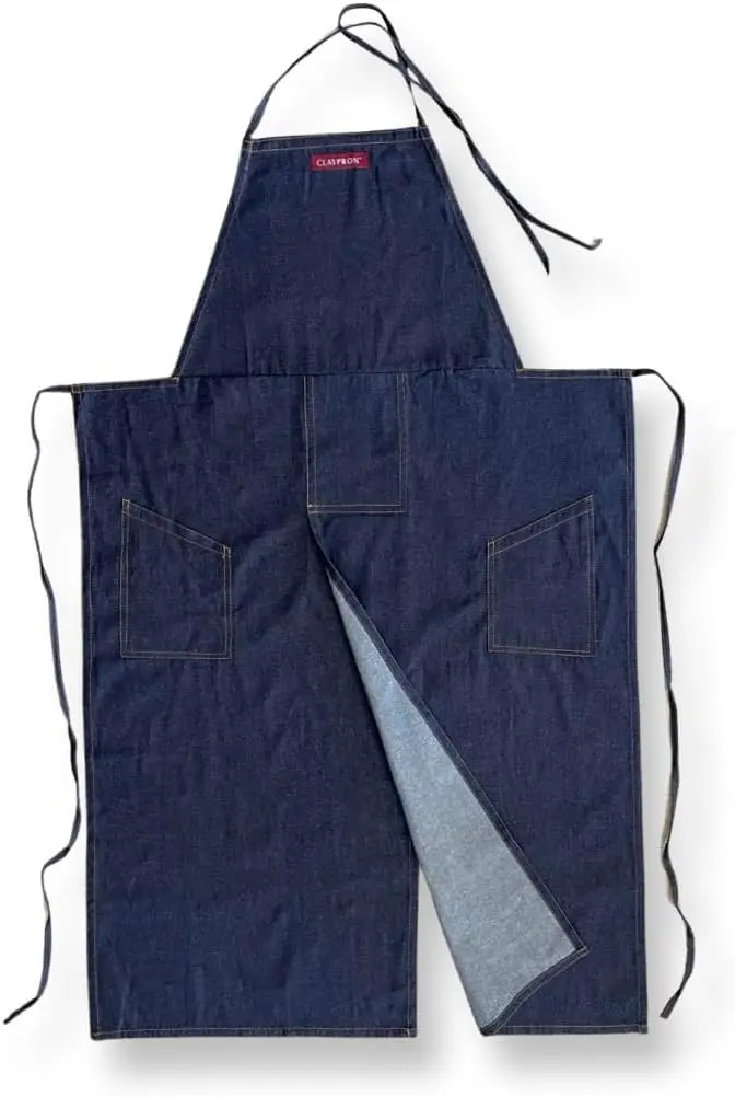 Синий джинсовый фартук с разрезами и запахом для гончаров, поваров, садоводов, художников - для мужчин и женщин
Синий джинсовый фартук с разрезами и запахом для гончаров, поваров, садоводов, художников - для мужчин и женщин