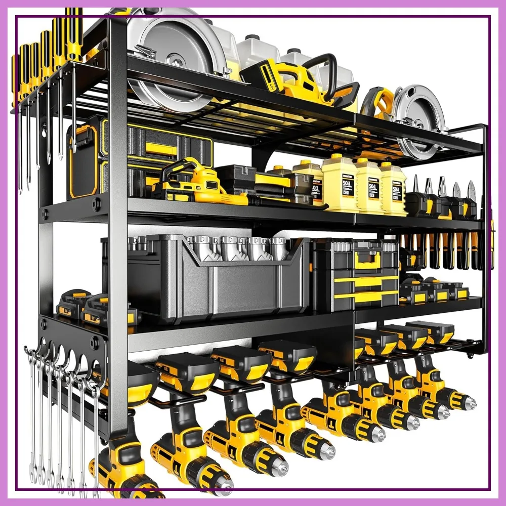 Heavy Duty Power Tool Organizer, 4 Layers Wall Mount, Holds 400lbs, 8 Cordless Drill Holders, Garage Workshop Storage
Heavy Duty Power Tool Organizer, 4 Layers Wall Mount, Holds 400lbs, 8 Cordless Drill Holders, Garage Workshop Storage