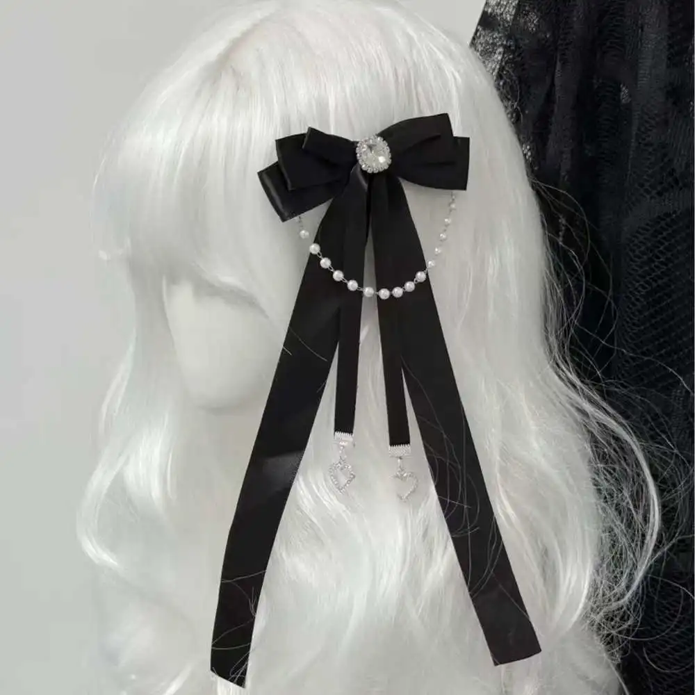 Japanese JK Style Elegant Black Bow Ribbon Fake Pearl Chain Hair Clips Double Ponytail Braid Hair Accessories
Japanese JK Style Elegant Black Bow Ribbon Fake Pearl Chain Hair Clips Double Ponytail Braid Hair Accessories