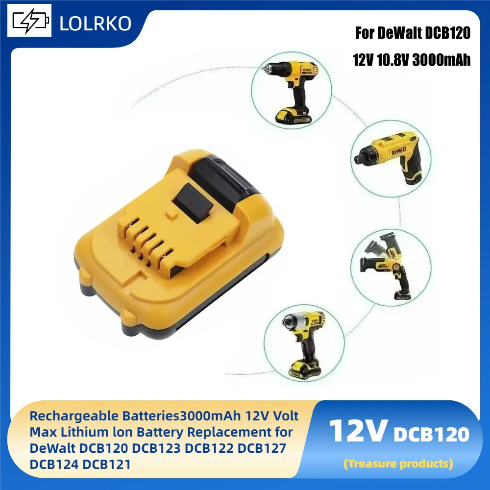 Rechargeable Batteries3000mAh 12V Volt Max Lithium lon Battery Replacement for DeWalt DCB120 DCB123 DCB122 DCB127 DCB124 DCB121
Rechargeable Batteries3000mAh 12V Volt Max Lithium lon Battery Replacement for DeWalt DCB120 DCB123 DCB122 DCB127 DCB124 DCB121