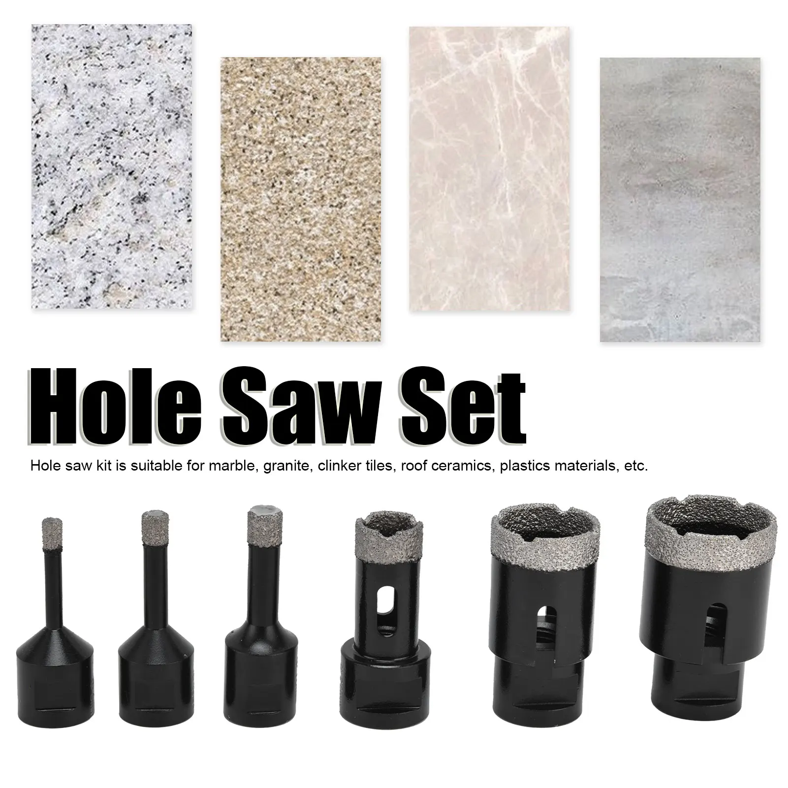 Hole Saw Set 6-in-1 Diamond Tile Hollow Core Drill Hand Tools Hardware for 6-38mm M14 with 6 Drill Bits and Storage Box
Hole Saw Set 6-in-1 Diamond Tile Hollow Core Drill Hand Tools Hardware for 6-38mm M14 with 6 Drill Bits and Storage Box