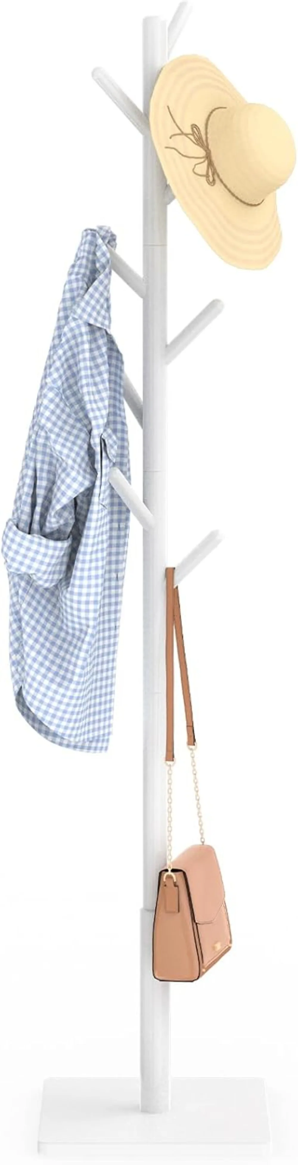 Freestanding Coat Rack with Stable Base, 8 Hooks for Bedroom, Office, Entryway - Easy Assembly in White
Freestanding Coat Rack with Stable Base, 8 Hooks for Bedroom, Office, Entryway - Easy Assembly in White