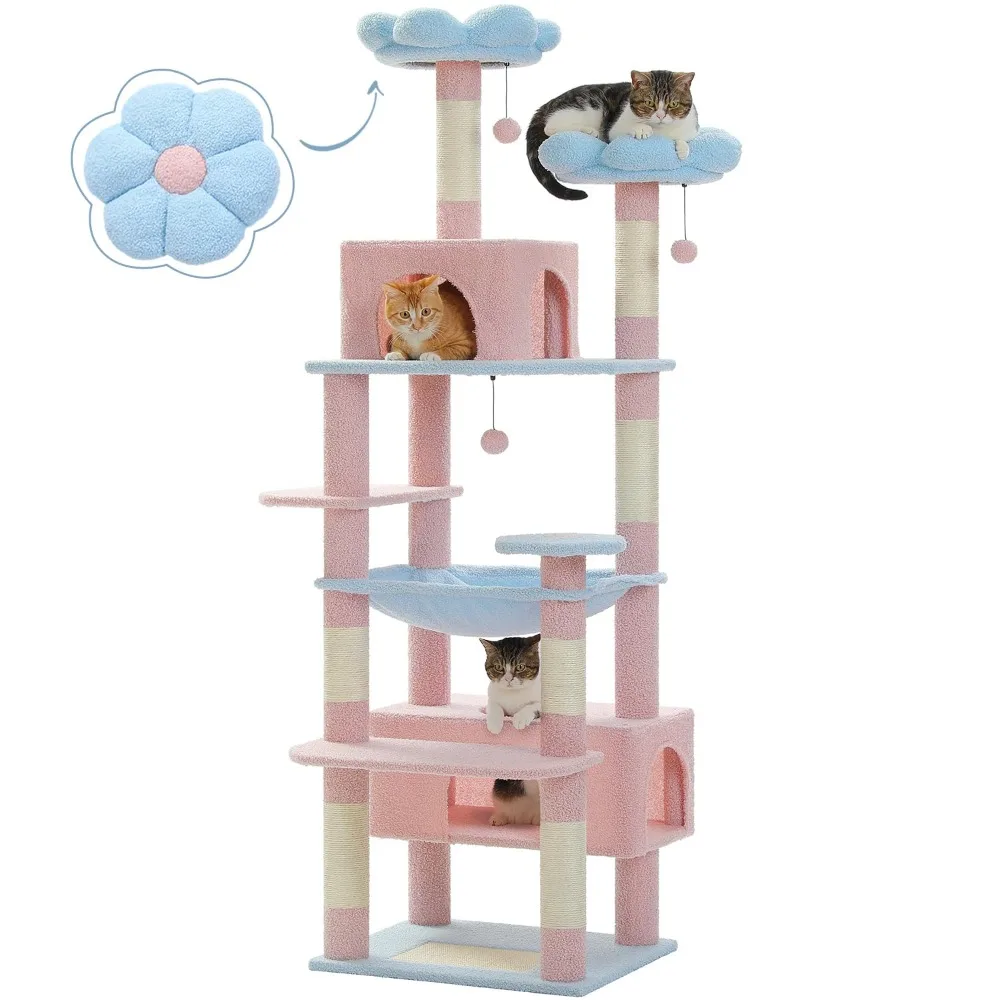 Flower Cat Tree, 72 Inches Large Cat Tower with Steel Frame Hammock and 7 Scratching Posts, Tall Cat Tree, Customized
Flower Cat Tree, 72 Inches Large Cat Tower with Steel Frame Hammock and 7 Scratching Posts, Tall Cat Tree, Customized