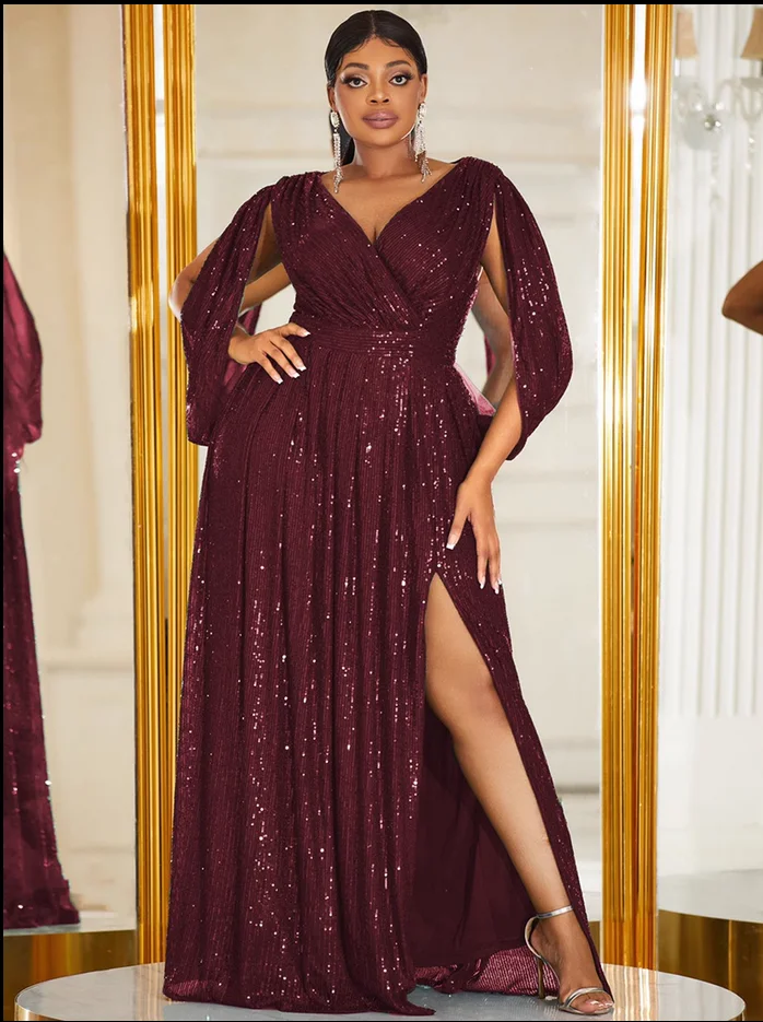 Large Wedding Birthday Stage costume Beaded V-neck High Split Sequins Prom Evening Dress
Large Wedding Birthday Stage costume Beaded V-neck High Split Sequins Prom Evening Dress