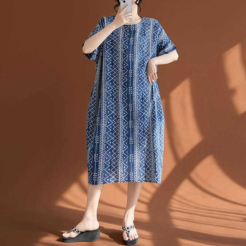 Oversized Women Cotton Linen Casual Dress New Arrival 2025 Summer Vintage Style O-neck Print Loose Female Long Dresses S002
Oversized Women Cotton Linen Casual Dress New Arrival 2025 Summer Vintage Style O-neck Print Loose Female Long Dresses S002