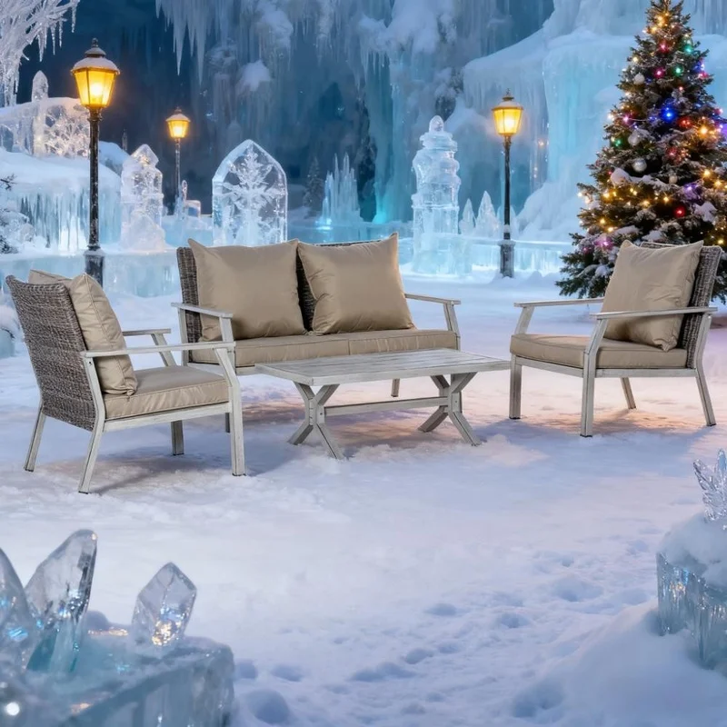 Beige Wicker Outdoor Sofa Set with Cushions for Patio, Garden, or Poolside
Beige Wicker Outdoor Sofa Set with Cushions for Patio, Garden, or Poolside