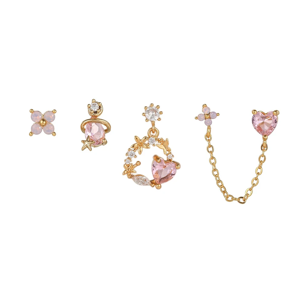 Gold Plated Pink Purple CZ Heart Flower Earring Set Stackable Multi Piercing Jewelry Gift for Women
Gold Plated Pink Purple CZ Heart Flower Earring Set Stackable Multi Piercing Jewelry Gift for Women