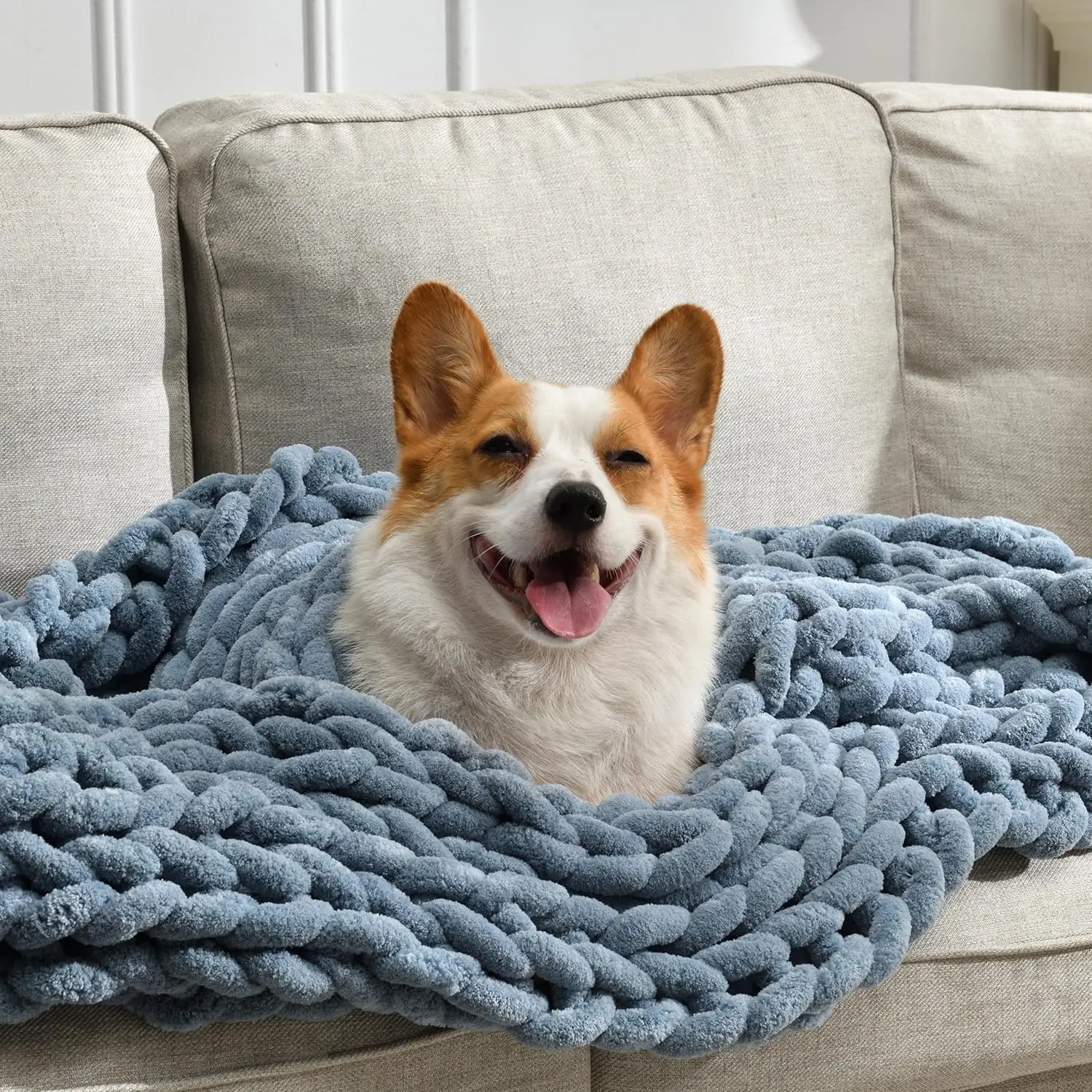 Handmade Chunky Knit Blanket, 50x60in Thick Chenille Throw, Cozy Aesthetic Home Decor, Airy Blue
Handmade Chunky Knit Blanket, 50x60in Thick Chenille Throw, Cozy Aesthetic Home Decor, Airy Blue