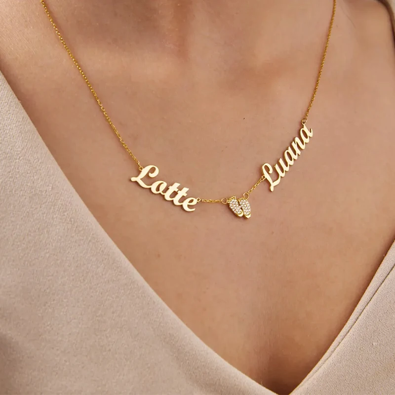Customized Double Names Zircon Heart Baby Feet Necklace Stianless Steel Couple Kids Name Necklace Family Christmas Jewelry Gift
Customized Double Names Zircon Heart Baby Feet Necklace Stianless Steel Couple Kids Name Necklace Family Christmas Jewelry Gift