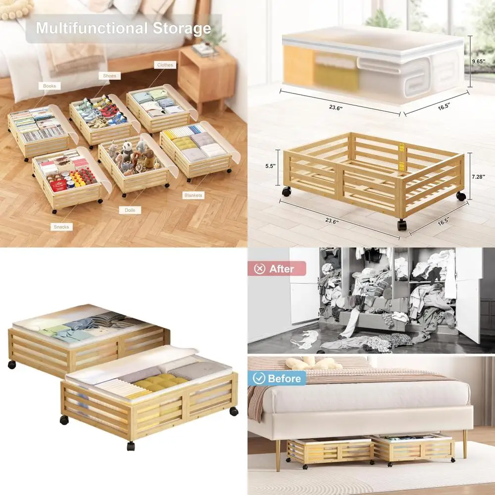 Выдвижные бамбуковые контейнеры для хранения под кроватью с пылезащитными крышками для обуви, одежды, одеял и многого другого (натуральный цвет)
Выдвижные бамбуковые контейнеры для хранения под кроватью с пылезащитными крышками для обуви, одежды, одеял и многого другого (натуральный цвет)