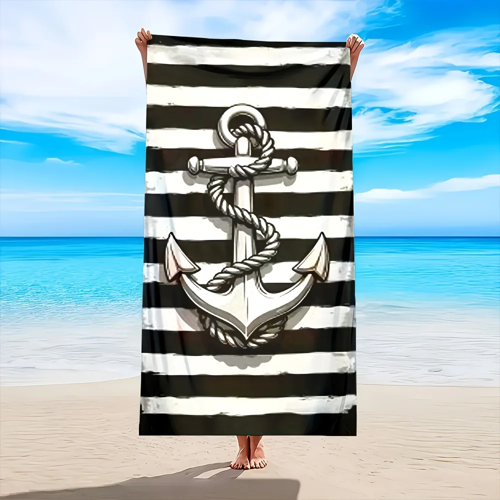 Black and White Striped Anchor Beach Towel for Summer Fun Suitable for towels, bath towels, beach towels
Black and White Striped Anchor Beach Towel for Summer Fun Suitable for towels, bath towels, beach towels