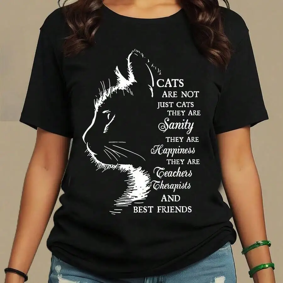 Womens Cat Lover T-Shirt With Silhouette And Quote Print Casual Short Sleeve Tee
Womens Cat Lover T-Shirt With Silhouette And Quote Print Casual Short Sleeve Tee