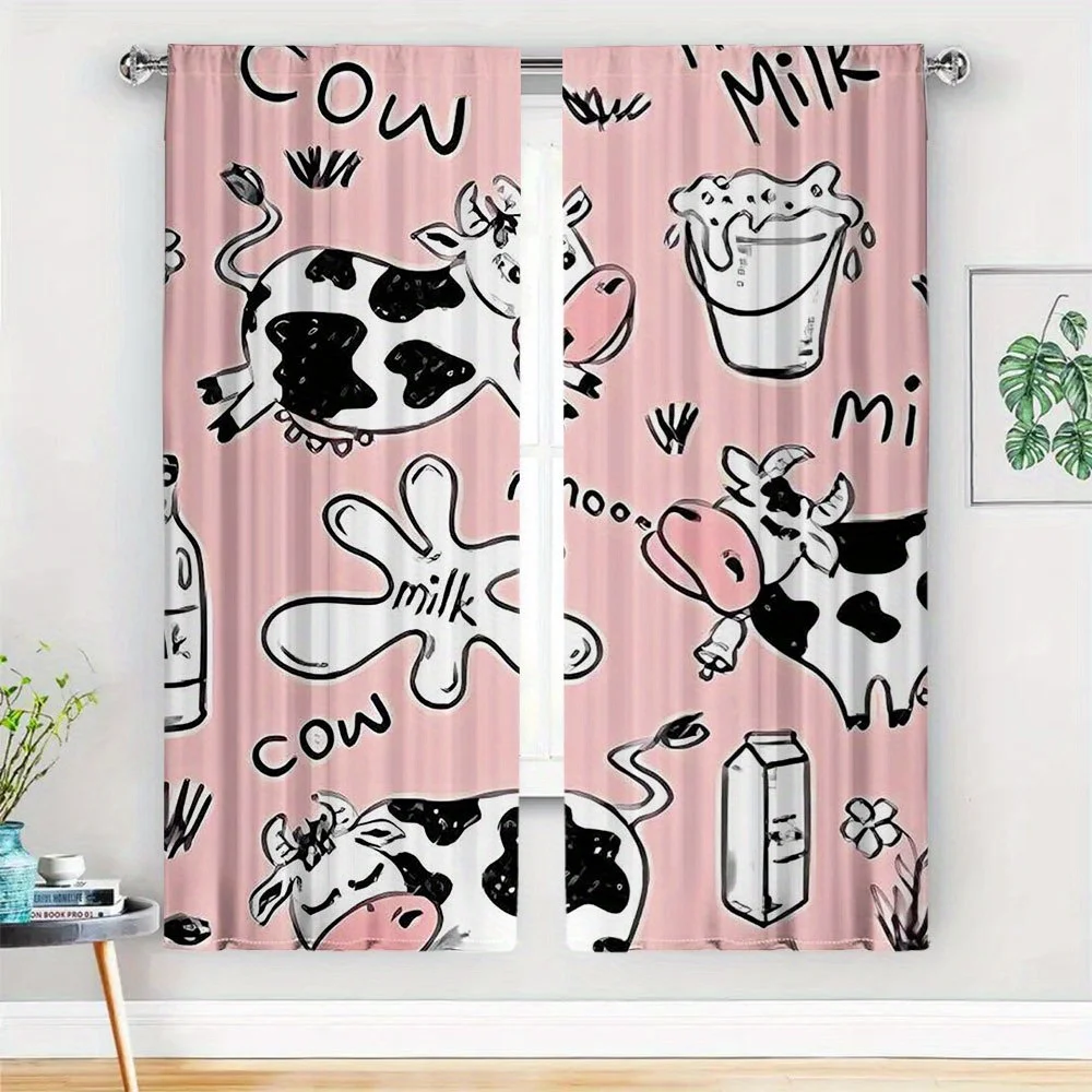 2PC Cute Cow Milk Cartoon Print Curtains Window Dressing for Nursery Kids Room Kitchen Farm Animal Decor Curtain
2PC Cute Cow Milk Cartoon Print Curtains Window Dressing for Nursery Kids Room Kitchen Farm Animal Decor Curtain