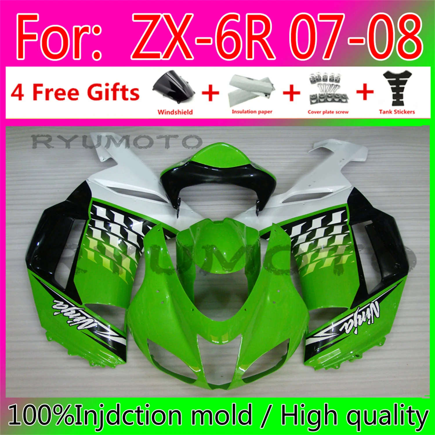 Новый комплект обтекателей для мотоцикла из АБС-пластика, подходит для Kawasaki ZX6R 2007 2008 07 08, обтекатель кузова
Новый комплект обтекателей для мотоцикла из АБС-пластика, подходит для Kawasaki ZX6R 2007 2008 07 08, обтекатель кузова