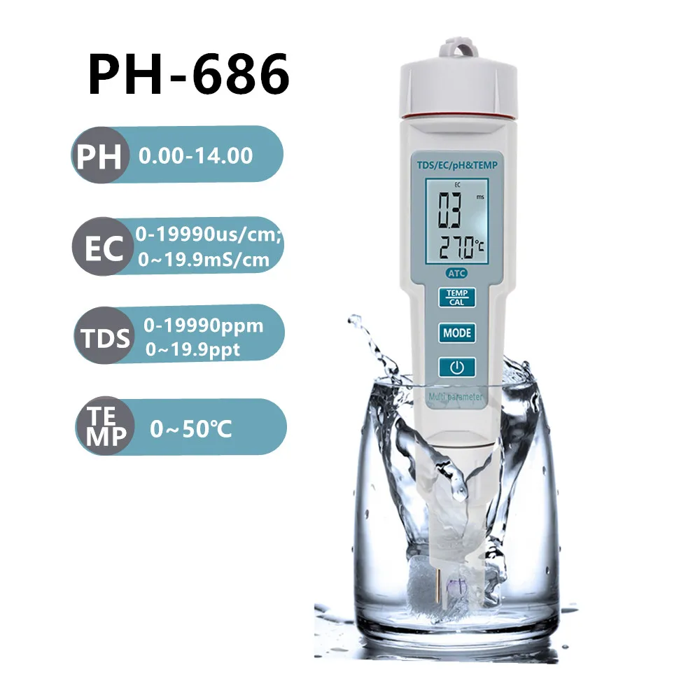 Digital Water PH Meter TDS Tester PH Analysis Instruments EC Moniter Acidity Tester Pen Thermometer Hydroponic Aquario Lab Tool
Digital Water PH Meter TDS Tester PH Analysis Instruments EC Moniter Acidity Tester Pen Thermometer Hydroponic Aquario Lab Tool