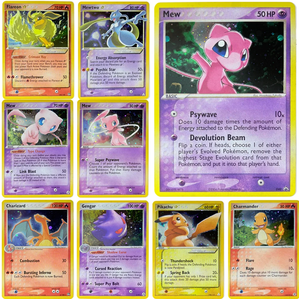 PTCG Proxy Cards(ex) Holographic PKM Pikachu Charizard Snorlax Mewtwo Gengar Mew Jirachi Single Card Collection of Classic Cards
PTCG Proxy Cards(ex) Holographic PKM Pikachu Charizard Snorlax Mewtwo Gengar Mew Jirachi Single Card Collection of Classic Cards