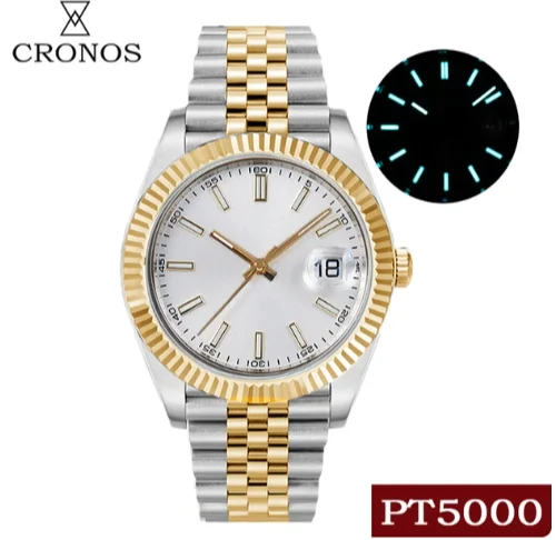 Cronos Date Luxury Men's Dress Gold Man Watch Stainless Steel Links Bracelet Copper-Nickel Platinum PVD Bezel 100m Waterpfoof
Cronos Date Luxury Men's Dress Gold Man Watch Stainless Steel Links Bracelet Copper-Nickel Platinum PVD Bezel 100m Waterpfoof