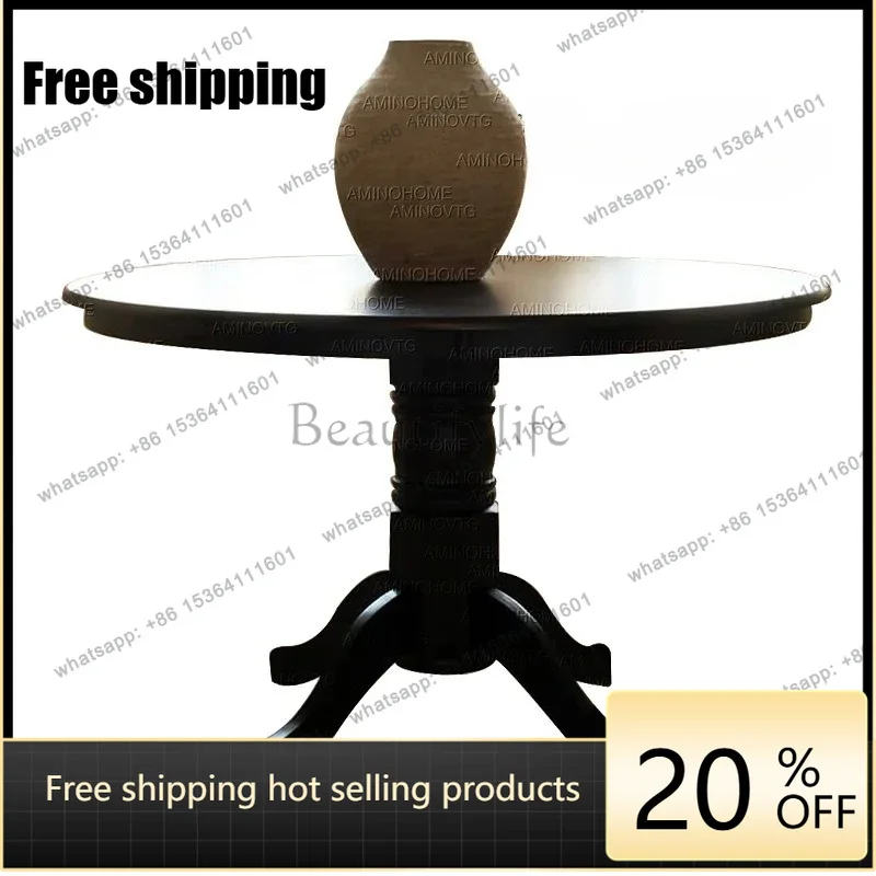 zj. French Retro Solid Wood Round Dining Table Household Black Round Table Medieval Furniture Simple
zj. French Retro Solid Wood Round Dining Table Household Black Round Table Medieval Furniture Simple